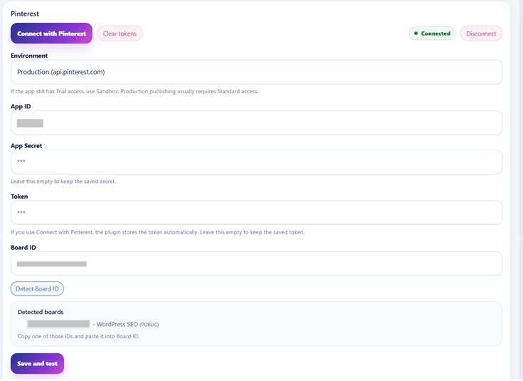 Pinterest credentials and board detection in Calliope Social Publisher