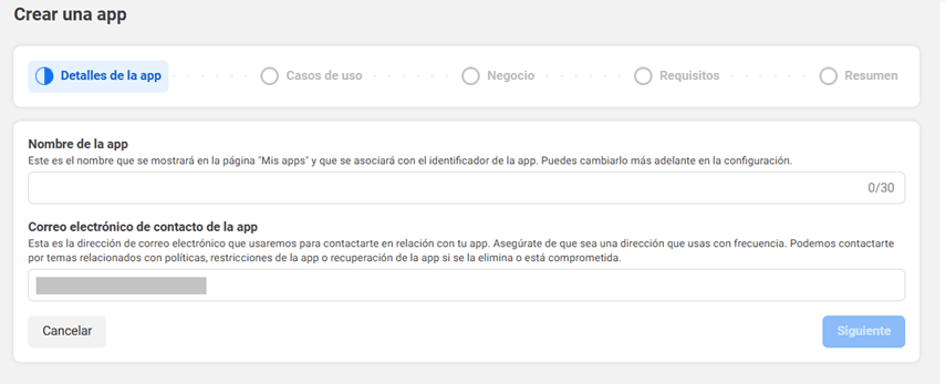 Threads Meta app creation screenshot