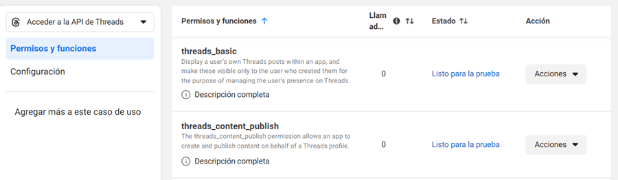 Threads permissions screenshot
