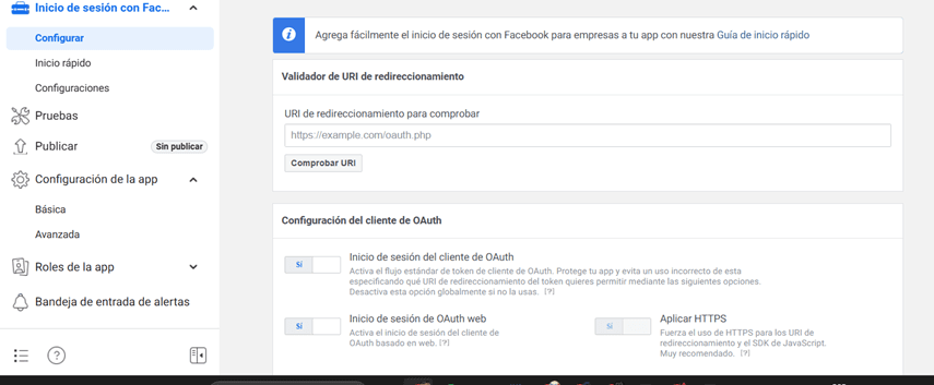 Facebook Meta app basic configuration