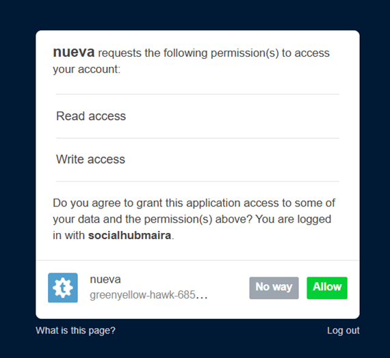 Tumblr permissions request